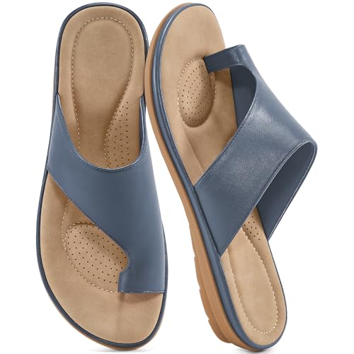 Image of Reimferce Summer Flat Sandals for Women: Comfortable Walking Dressy Slides for 2026 - Ladies Orthopedic Casual Shoes Indoor Outdoor