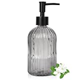 14oz Seifenspender aus grauem Glas mit schwarzer Kunststoffpumpe