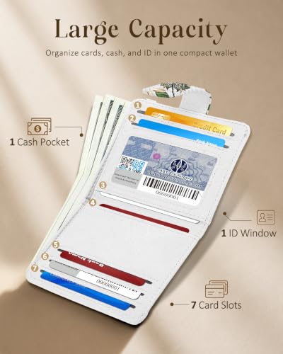 Image of Bistup Small Card Wallet for Women with Keychain, Lemon & Bird | durable material, clear ID window,, compact design for daily carry, sturdy keychain, aesthetic