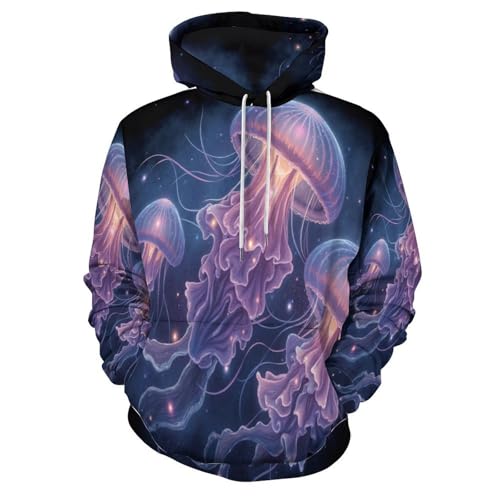 Pullover méduse lumineuse 3D sweat à capuche aux finitions graphiques haut de gamme