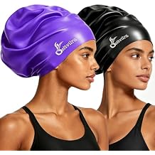 Extra Large Swim Cap for Braids and Dreadlocks Women Men Silicone Swimming Cap for Long Thick Curly Weaves Afro Hair Extensions