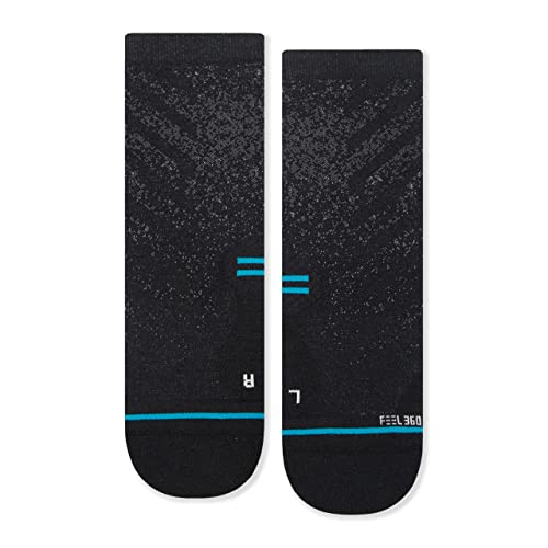 Stance Run Light Quarter - Unisex Socks - Ankle Protection - Active Fabric - Channeled-air Cushioning Black LG (US Men's Shoe 9-13, Women's Shoe 11-14) One Size2