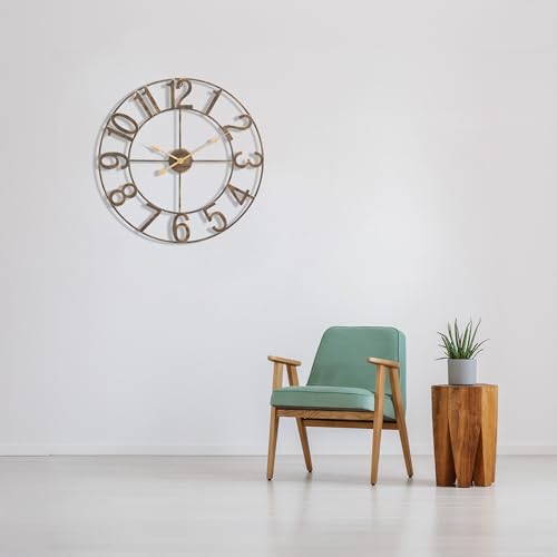 Sorbus Large Wall Clock, Metal Frame, Battery Powered (24 Inch, Bronze) - image 6