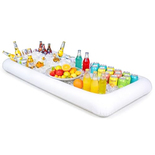 Novelty Place Inflatable Ice Serving Tray Buffet Bar with Drain Plug - Salad Food & Drinks Inflatable Cooler for Party Picnic and Camping (Pack of 1)
