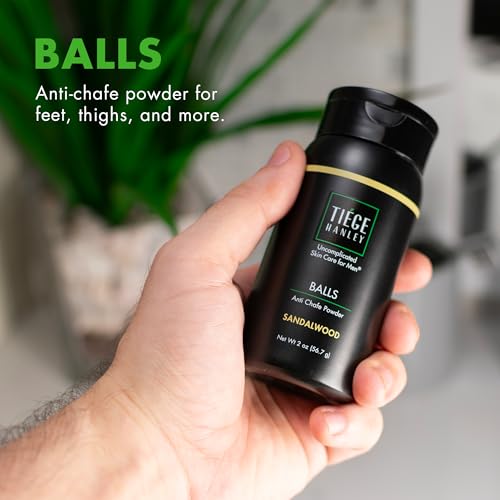 Image of Tiege Hanley Anti Chafe Powder for Men, Cooling Body Powder Deodorant for Foot, Thigh and Groin, Fresh Moisture Control With Earthy and Woody Tones, Sandalwood Scent, Men's Skin Care, 2 Oz