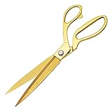 Premium Tailor Scissors,Heavy Duty Sewing Scissors Gold Titanium Coating Stainless Steel Fabric Scissor Leather Comfort Grip Shears Professional Ultra Sharp Cloth Tailor Scissor 10.5 Inch
