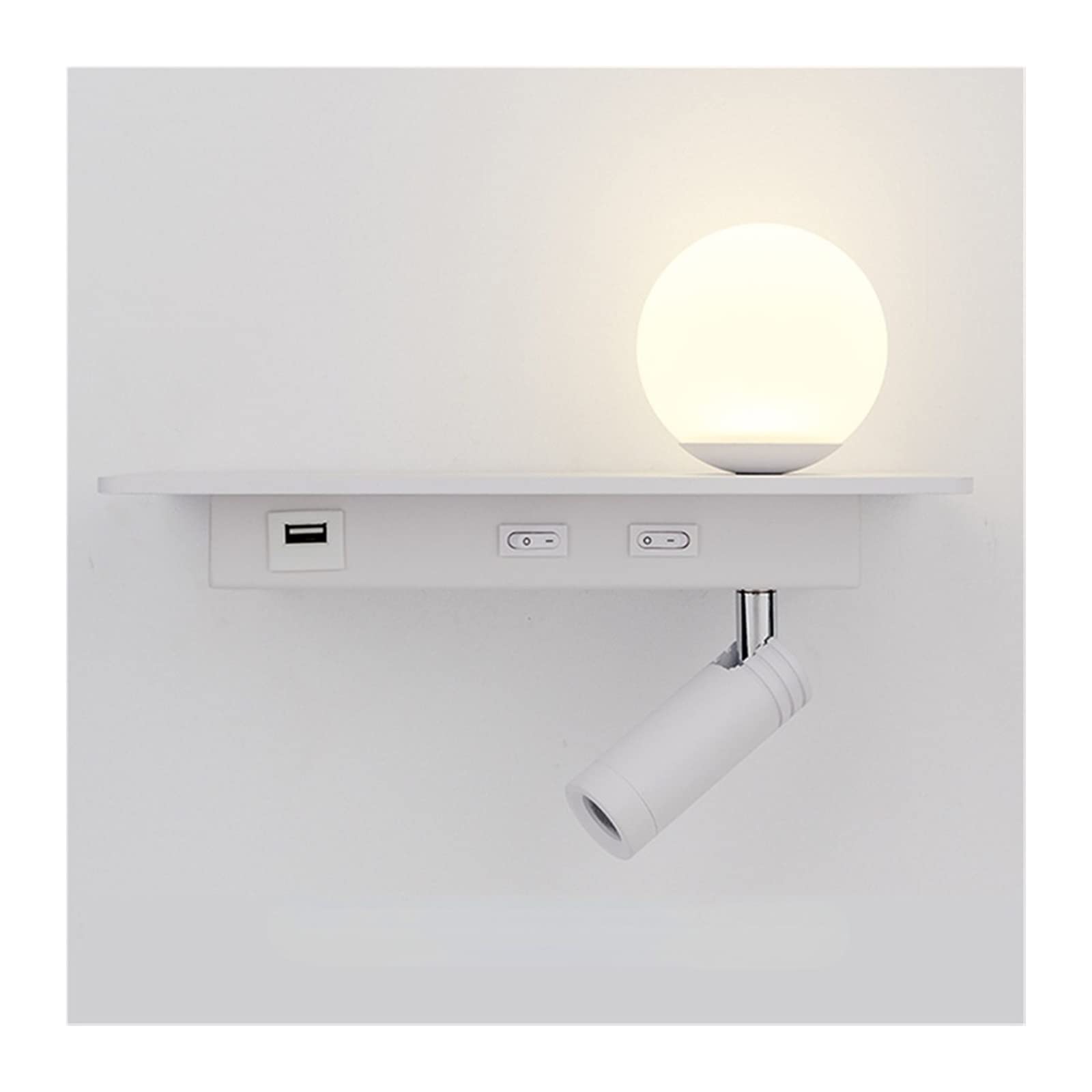 KXEcoLife Picture Lights for Wall, Modern Minimalist Wall Light Fixture Indoor Lighting Led Bedside Lamp Corridor Bedroom Sconce Switch Spotlight Rotate Simple Bar Home, Hotel(Bianco)