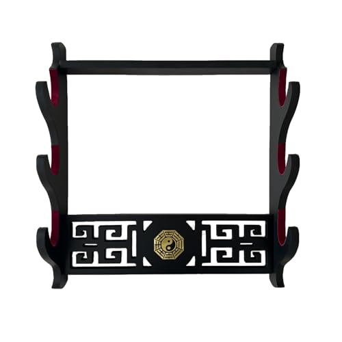 Z-fiber Sword Wall Mount Sword Holder Display Stand Padded Katana Wakizashi Genji and Samurai Swords Gossip Pattern,3 Tier - Image 3