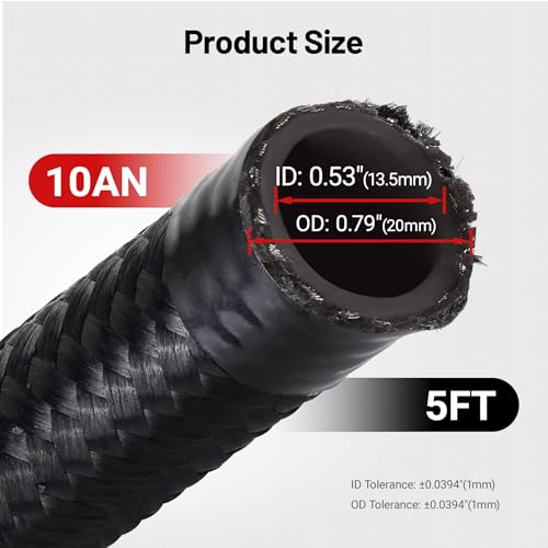 Image of EVIL ENERGY 10AN Fuel Line, AN10 Braided Fuel Hose Nylon CPE 5FT Black
