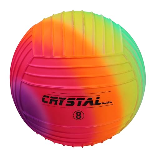 Image of Inflatable Vinyl Ball for Pool, Beach & Garden| Perfect for Outdoor & Indoor Play| PVC Ball for Kids with 2 Inflating Pins|Size : 22cm (9 Inches) | Rainbow