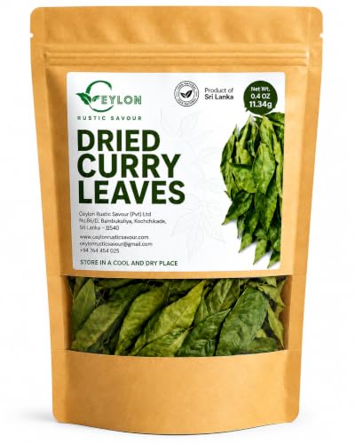 Dried Curry Leaves 0.4 Oz (11.34g) premium grade air fresh leaf whole | Aromatic and Distinctive Flavor With All the of Fresh Kari Patta Gluten Free Naturally Herbs Groceries with Flavors Asian Food Indian Spices Pure - Tray Cury Herb to all Natural Kadi Leaf Karuvepillai Dry Non-irradiated Vegan free| NON-GMO (0.4) fresh