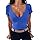 TrendiMax T-shirt côtelé pour femme - Coupe ajustée - T-shirt basique - Col en V - Manches courtes - T-shirt d'été décontracté, Bleu saphir, M