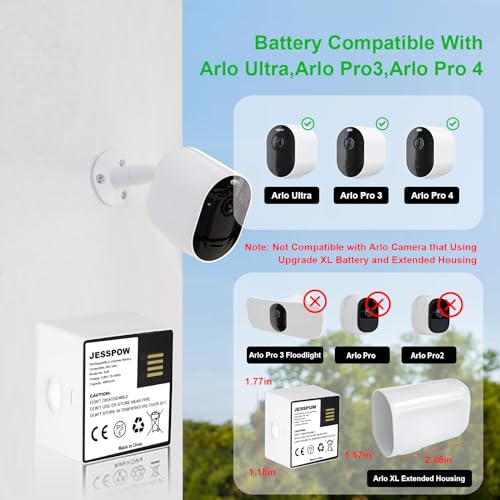 2 Pack Batteries for Arlo Ultra, Arlo Pro 3, Pro 5S 2K Camera and Arlo Pro 4, 3.85V 4800mAh Rechargeable Battery Replacement for Arlo Ultra 2, Arlo Pro 3, Arlo Pro 4 -VMA5400 (Not for Arlo Pro,Pro 2)