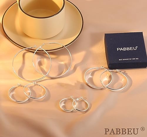PABBEU Sterling Silver Hoop Earrings for Women - Large Hypoallergenic Thin Oversize Big Hoops - S925 Hypoallergenic4