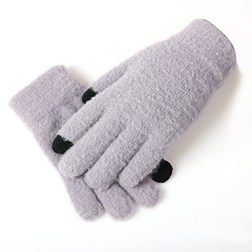 LUKX Handschuhe,Damen Winterhandschuhe Warm Plüsch Strickhandschuhe Flieder Touchscreen Handschuhe Einfache Unisex Stretch Winddichte Handschuhe Sport Fahrradhandschuhe Für Damen Herren Paare