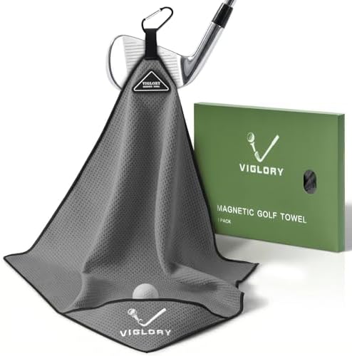 Magnetic Golf Towel 18"x18" with Cleaning Pocket, No-Bend Back Sa...