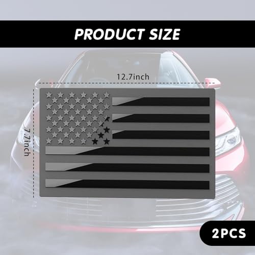 Image of Damwot 2PCS American Flag Emblem Decal Stickers, 5 inch x 3 inch American Flag Stickers, 3D Bumper Decals, Auto Fender Badge, Universal for Car, Truck, SUV, Motorcycle, Laptop (Black)