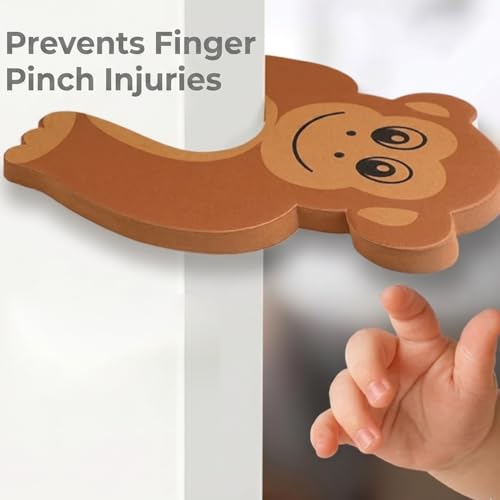 Image of Safe-O-Kid Complete Baby Safety Combo Kit | 2 Smiley-End Safety Locks, 1 Monkey-Shaped Door Stopper, 2 TPR Door Stoppers, 4 Corner Protectors & 2M Edge Guard Tape | Child Safety for Home - Assorted