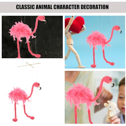 image for LUOZZY 2 Pcs Plush Flamingo Marionette Puppets Doll with Wood Sticks S