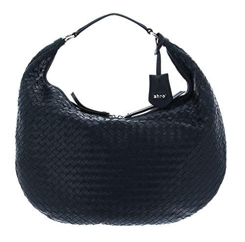 Sac hobo abro Leather Piuma Weaving Nana Navy en cuir tressé bleu marine