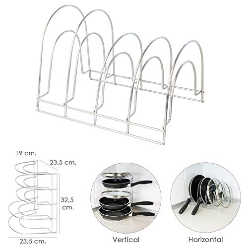 Miniatura 3 de Soporte Vertical 5 Niveles Para Sartenes, Tapaderas, Acero Cromado