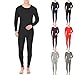 xoxingysm Mens Long Johns Thermal Underwear Fleece Lined Stretchy Cold Weather Base Layer Set 2 Piece Basic Top & Bottom Suit Black