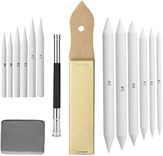 Heshengping - Blending Stump, 15 Pack has Art Eraser Extender Sandpaper, Paper Blending Stumps for Drawing Shading Pencils for Sketching, Blending Pencil, Blending Sticks for Student Artist