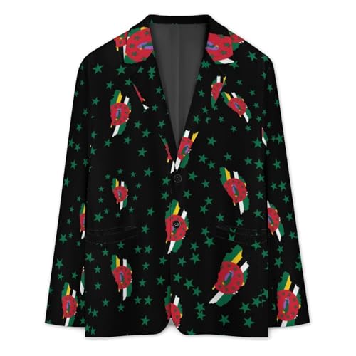 Dominica Flag Mens Suit Jacket Lapel Blazers V Neck Button Business Coat Tuxedo for Wedding Party3
