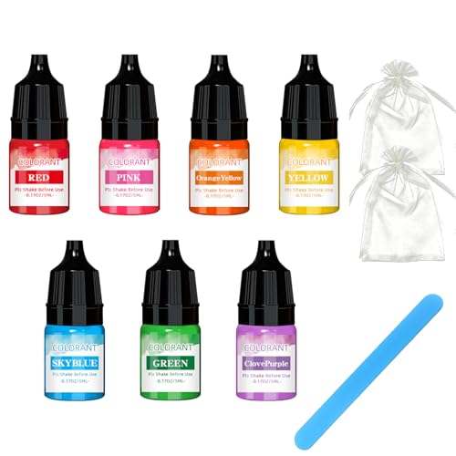 Nurila Seifenfarbe Set 7er x 5ml Farben Flüssig Konzentriert Seifen Farben mit Aufbewahrungstasche Rührstab für DIY Badebomben Seifen Machen Soap Kunsthandwerk