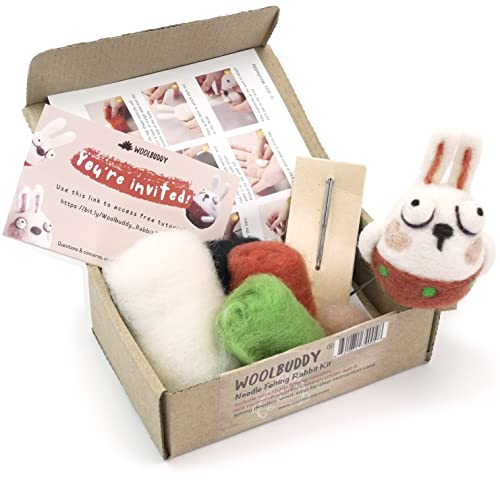 Woolbuddy Needle Felting Kit Beginner, Wool Felting Kit For Adults, Includes 2 Felting Needles And Photo Instructions, Diy Needle Felting Kit For Arts And Crafts (Rabbit) #TOP12