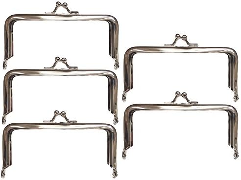 Package of 5 Rectangular Metal Purse Frames 4" x 2" (Nickel)