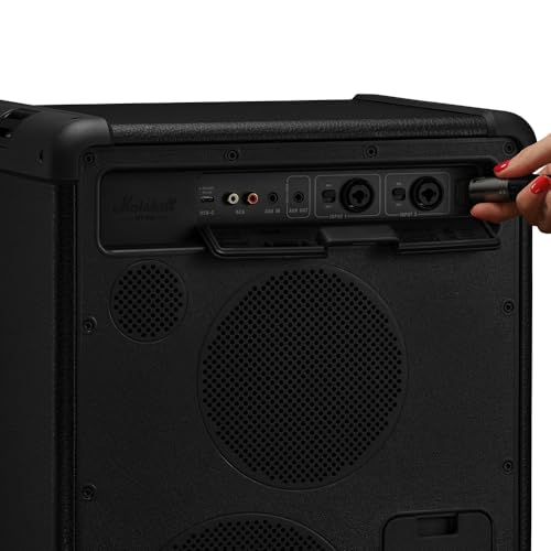 Image of Marshall Bromley 450 Portable Party Speaker - Loud 360 Sound with Bass EQ Controls | 40+ Hours Playtime | Bluetooth, 3.5 mm AUX, RCA, Microphone, Instrument Inputs | LED Lights - Black and Brass