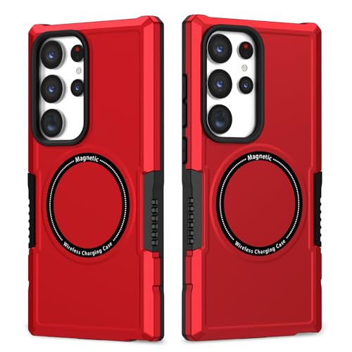 Coque Samsung S25 Ultra MagSafe antichoc robuste noir rouge