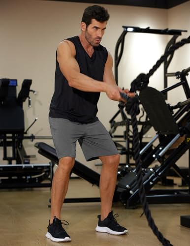 COOFANDY Men's 2 Pack 9 inch Gym Workout Shorts Lightweight Casual Active Running Shorts with Pockets3