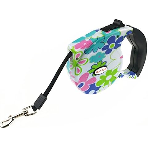 JKLYZXS Dog Printing Flower Lead Retractable Dog Leash for Small, Medium Dogs up to 30 kg, 5M Cover