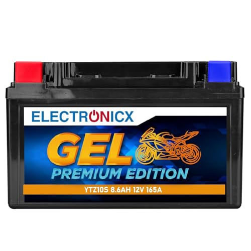 Electronicx YTZ10S GEL Motorradbatterie 12V 8 6Ah 165A wartungsfreie versiegelte Starterbatterie für Motorrad Roller & Powersport vibrationsfest auslaufsicher kompakt & sofort einbaufertig