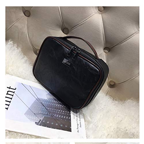 Preisvergleich Produktbild DSJSP Retro Kosmetiktasche Haushaltsaufbewahrungstasche Multifunktionswaschbeutel Reise Aus Tragbarem PU-Material Wohlfühlen Metallschieber Mehrfarbig Optional Kosmetiktasche (Color : Black)