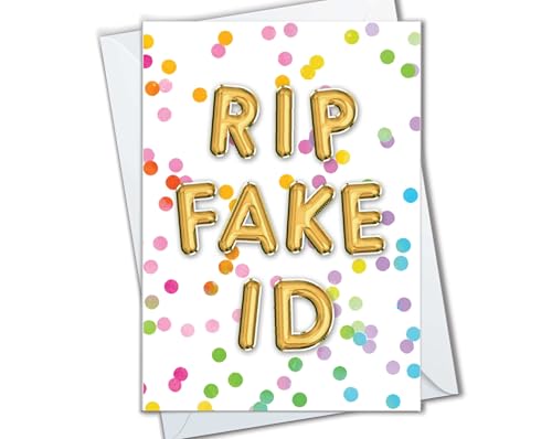 The Cardtel Funny 21st Birthday Card for Him or Her, Turning 21 Gifts for Men, Women, RIP Fake ID Card for Best Friend (RIP Fake ID)