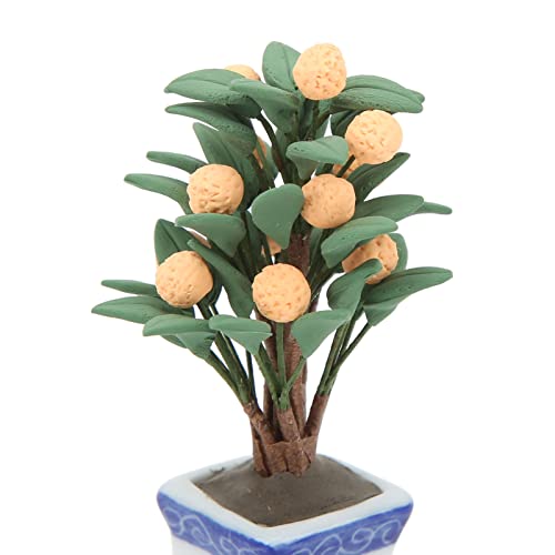 1/12 Casa de Bonecas Vaso de Laranjeira Viva Casa de Bonecas Em Miniatura Planta Folheada para Decor