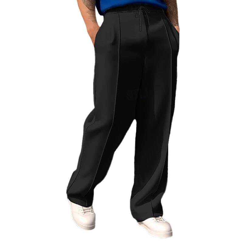 Baggy Sweatpants Men Quilted Striped Casual Pants Elatic Waist Drawstring Trousers Slacks Athletic Yoga Pants