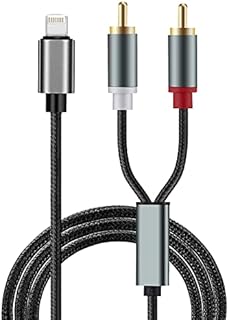 RUIZHI RCA Aux Cable for iPhone, 2-Male RCA to IOS Adapter, iPhone to Aux Cable, Audio Stereo Aux Cord Compatible with iPhone iPad iPod Touch for Home, Car and Speakers Amplifier (1M)