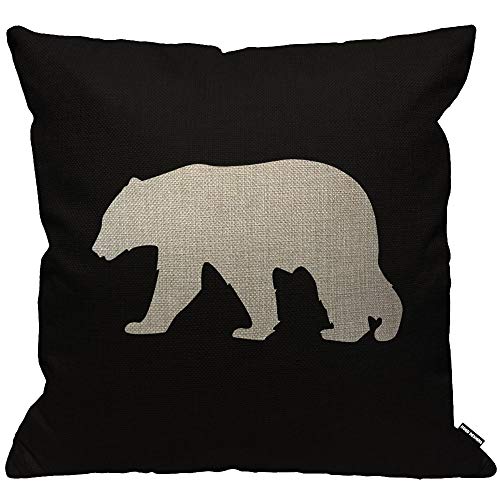 HGOD DESIGNS Cushion Cover Black Background Bear Throw Pillow Cover Home Decorative for Men/Women/Boys/Girls living room Bedroom Sofa Chair 18X18 Inch Pillowcase
