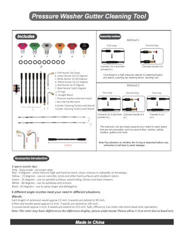 Pressure Washer Extension Wand - 9 Pack Gutter Cleaning Tools Extension Wand, Power Washer Replacement Lance with 5 Nozzle Tips, 1/4" Quick Connect, 4000PSI 6 Pressure Washer Extension Wand - 9 Pack Gutter Cleaning Tools Extension Wand, Power Washer Replacement Lance with 5 Nozzle Tips, 1/4" Quick Connect, 4000PSI - Image 6