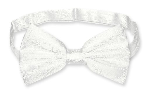 Vesuvio Napoli BOWTIE Off-White Paisley Color Men's Bow Tie for Tuxedo or Suit