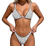 Generisch Bikini estivo 2026 con motivo floreale, costume da bagno in due pezzi, top tankini con mutandine triangolari, ideale per spiaggia piscina, bianco, S