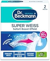 Dr. Beckmann Super Weiß | entfernt Grauschleier | hilft gegen Vergilbungen | die Wäsche wird wieder strahlend Weiß | 2 x 40 g