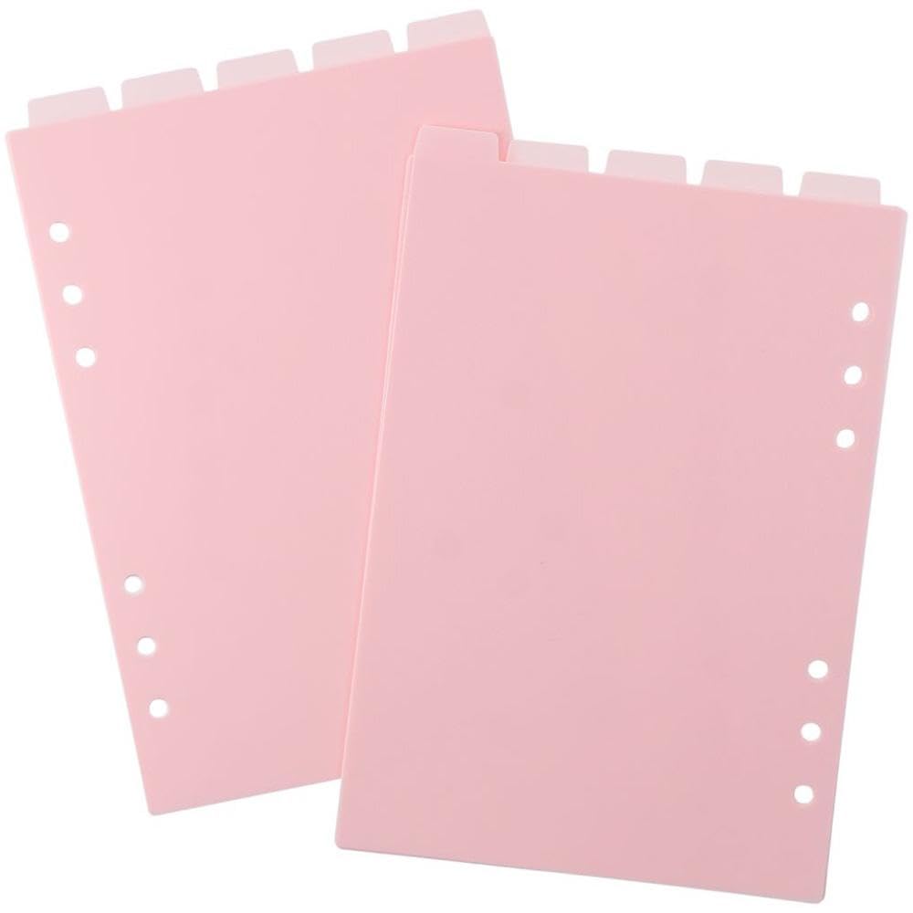 Risedot Divider Set A5 10 Sheets 6-Ring Page Binder 6 Holes 5-Tab Dividers Sheet Office, Light Pink