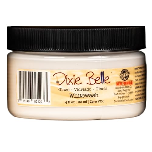 Dixie Belle Glaze | Whitewash (4oz) | Water-Based Paint Glaze | Paint Finish for Stippling and Color