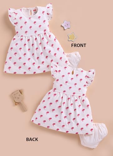 Image of LuvLap Baby Girls Regular Fit 100% Cotton Half Sleeve Girls Knee Length Frock Pack of 3