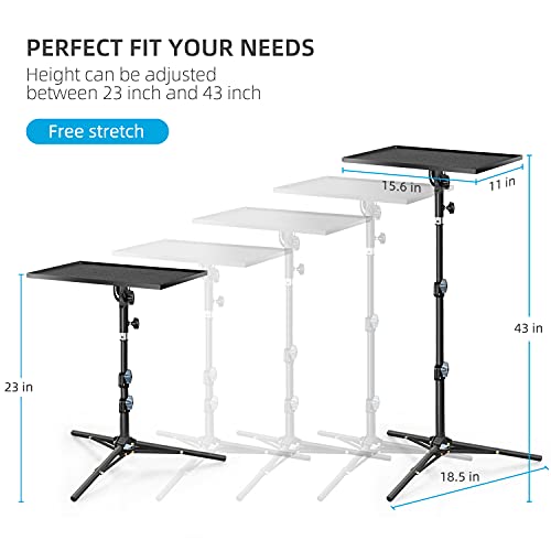 CODN-Projector-Stand-Foldable-Projector-Mount-Laptop-Tripod-Adjustable-Height-23-to-43-Universal-Outdoor-Laptop-Floor-Stand-for-Computer-Book-Music-Notes-Sound-Media-DJ-Equipment